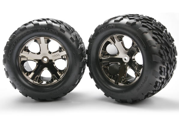 TRAXXAS Talon Tyres on All Star 2.8in Black Chrome Wheels suit Electric Rr 2pcs - 3668A