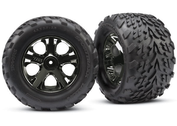 TRAXXAS Talon Tyres on All Star 2.8in Black Chrome Wheels suit Electric Fr 2pcs - 3669A
