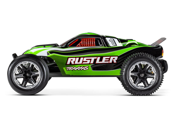 TRAXXAS RUSTLER 2wd STADIUM TRUCK Green w/ LED Lights Battery & Charger 37054-61GRN