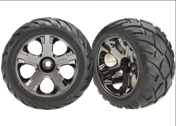 TRAXXAS Anaconda Street Tyres on 2.8in All-Star Black Chrome Wheels Nitro Front 2pcs - 3777A