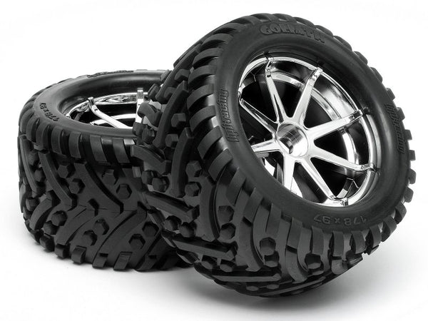 HPI 1:8 GOLIATH Tyre on Blast Chrome Wheel 178x97mm 2pcs - HPI-4727