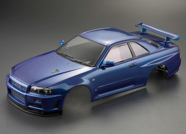 KILLERBODY Nissan Skyline R34 Blue Painted Body Shell 195mmW x 257mmWB - KB48716 