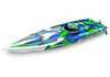 TRAXXAS SPARTAN BRUSHLESS BOAT 36in Green with TQi 2.4Ghz Bluetooth Radio Gear, VXL-6s 1800kv Driveline and TSM - 57076-4GRNR