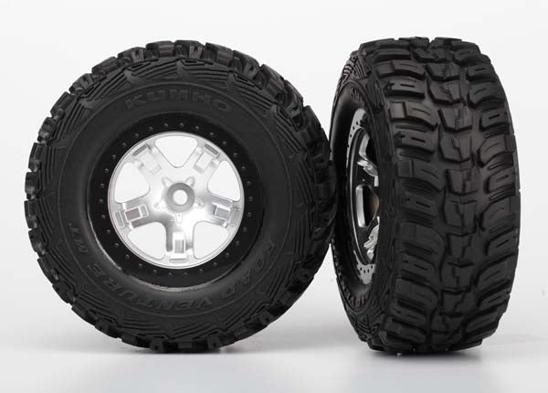 TRAXXAS SCT Kumho Tyres on Satin Chrome Wheels w/ Black Beadlock 2pcs - 5877R - 5880