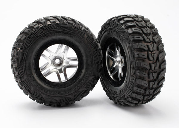 TRAXXAS S1 Kumho Tyres on Satin Chrome Split Spoke Wheels w/ Black Beadlock 2pcs - 5882R