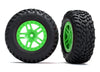 TRAXXAS SCT Off-Road Racing Tyres on Green Split Spoke Wheel 12mm 2pcs - 5892G