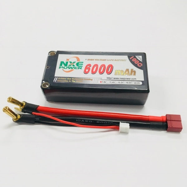NXE 6000mah 7.6V HV 100c SHORTY Lipo Battery Hard Case - 6000HC1002SDEAN