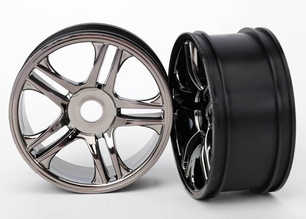 TRAXXAS Wheels Split Spoke Black Chrome Rear 17mm 2pcs - 6476