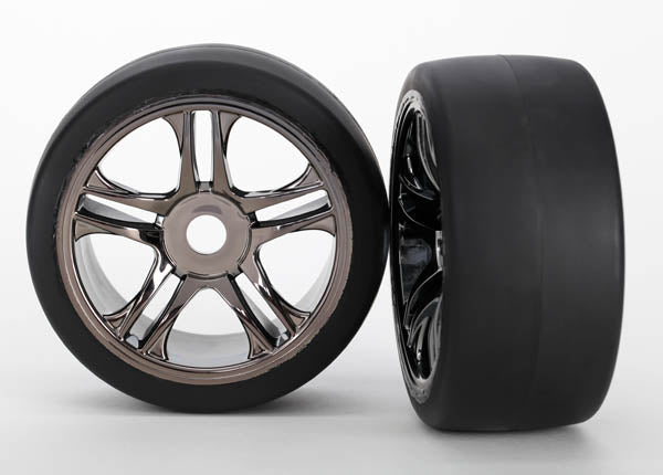 TRAXXAS S1 Slick Thermal Tyres on Black Chrome Wheels 2pcs - 6477