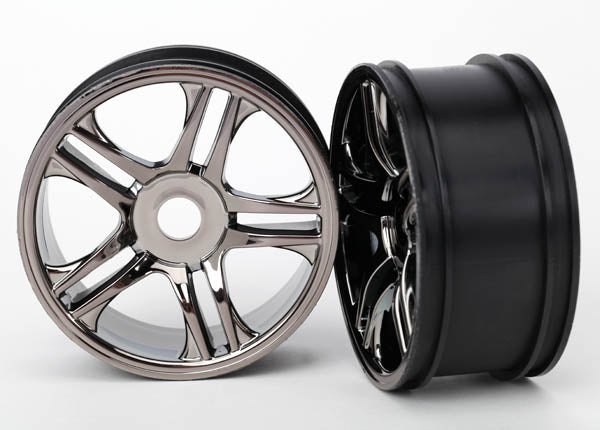 TRAXXAS Wheels Split Spoke Black Chrome Front 17mm 2pcs - 6478