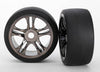 TRAXXAS S1 Slick Thermal Tyres on Black Chrome Split Spoke Front Wheels 17mm 2pcs - 6479