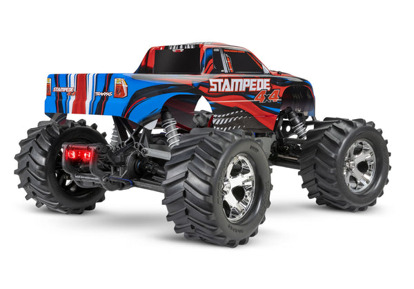 TRAXXAS STAMPEDE 4wd Monster Truck Red w/ LED Lights, Brushed Motor, Battery & Charger - 67054-61RED