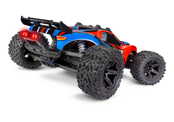 TRAXXAS RUSTLER 4WD STADIUM TRUCK Red w/ LED Lights, Battery & Charger 67064-61RED