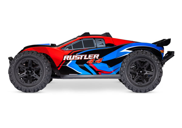 TRAXXAS RUSTLER 4WD STADIUM TRUCK Red w/ LED Lights, Battery & Charger 67064-61RED