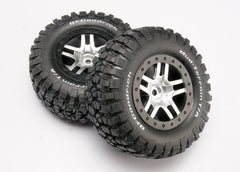 TRAXXAS SCT BFG Mud Terrain Tyres on 5-Spoke Satin Chrome Wheel w/ Black Beadlock 2pcs - 6873