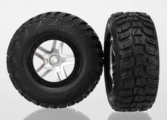 TRAXXAS SCT Kumho Tyres on Split Spoke Satin Chrome Wheel w/ Black Beadlock 2pcs  - 6874