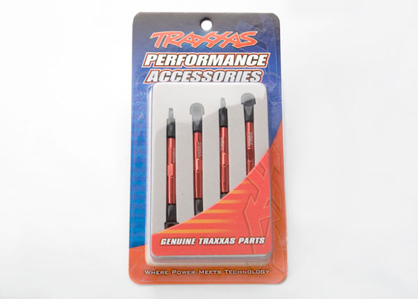 TRAXXAS 1:16 Toe Link Set Red Aluminium Fr/Rr w/ Rod Ends - 7038X