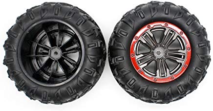 TRC 1:10 All Terrain Tyre on Black Wheel w/ Red Beadlock suit Sprint 2pcs - 9125-ZJ02
