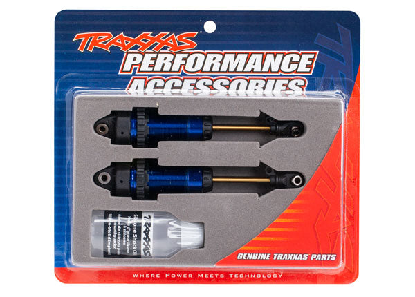 TRAXXAS GTR XX-Long Shocks Blue Aluminium w/ TiN Shafts Assembled NO Springs 2pcs - 7462