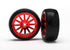 TRAXXAS LaTrax Slick Tyres on 12-spoke Red Chrome Wheels 2pcs - 7573X