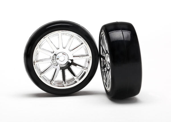 TRAXXAS LaTrax Slick Tyres on 12-spoke Chrome Wheels 2pcs - 7573