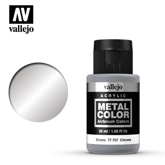 VALLEJO Chrome Metal Acrylic Airbrush Paint 32ml - AV77707