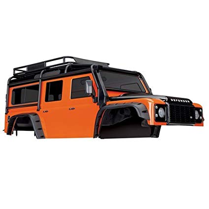 TRAXXAS Orange Land Rover Defender Body Shell w/ Exocage & Decals ...