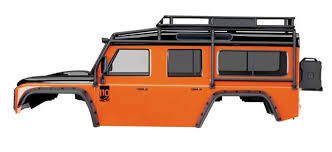 TRAXXAS Orange Land Rover Defender Body Shell w/ Exocage & Decals - 8011A