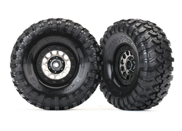 TRAXXAS Canyon Trail Tyres on Method 1.9in Race Wheels Black Chrome w/ Black Beadlocks 2pcs - 8174