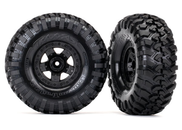 TRAXXAS Canyon Trail Tyres on 2.2in 5-Spoke Black Wheels suit TRX-4 HT Sport 2pcs - 8181