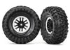 TRAXXAS Canyon Trail Tyres on 1.9in Black TRX Wheels w/ Painted Satin Chrome Beadlock 2pcs - 8272X