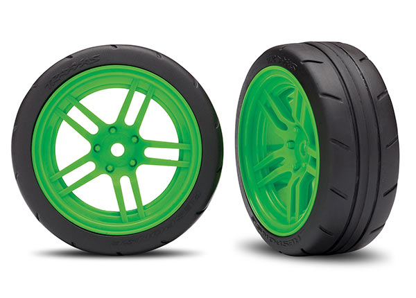 TRAXXAS Response Sticky Thermal Tyres on 1.9in Green Split Spoke Wheels 2pcs - 8373G