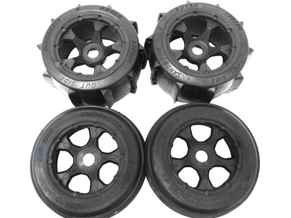 ROVAN 4.7/5.5 Front & Rear Sand Buster Tyres on Black Wheels 4pcs - ROV-850492
