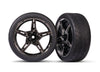 TRAXXAS 73mm Response Sticky Tyres on Black Chrome 5-Spoke Fr Wheels 2pcs - 9370