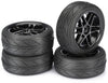 ABSIMA Onroad Radial Rubber Tyre on Black 6 Spoke Wheel 4pcs - AB2510003