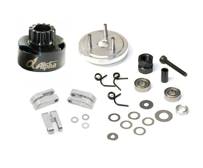 ALPHA 14T Clutch Bell Combo w/ Bearings/ Flywheel/ Shoes/ Springs & Nut - ALP-E64-BUB2114