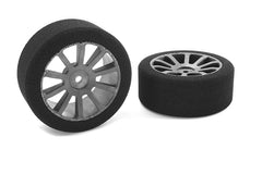 TEAM CORALLY ATTACK 1:10 Front Touring 40sh Foam Tyres on 26mm Carbon Wheels  2pcs - C-14700-40