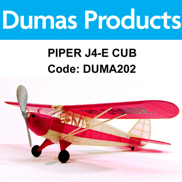 DUMAS Piper J4-E Cub Coupe Rubber Band Plane Walnut Scale 17.5in Wingspan - DUMA202