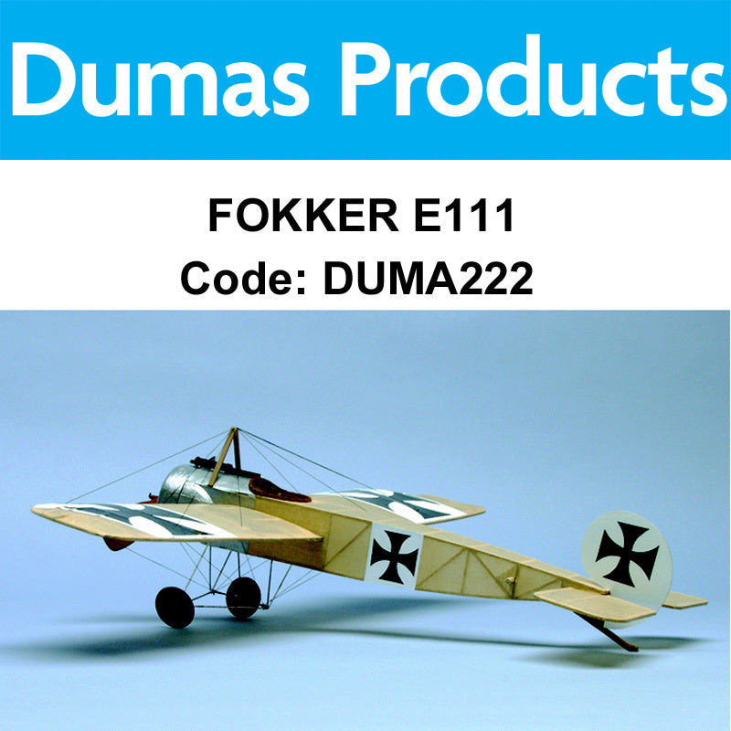DUMAS Fokker E111 Rubber Band Plane Walnut Scale 17.5in Wingspan - DUMA222