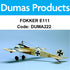 DUMAS Fokker E111 Rubber Band Plane Walnut Scale 17.5in Wingspan - DUMA222