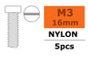 Pan head screw, M3X16, Nylon (5pcs) GF-0310-003