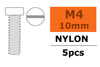 Pan head screw, M4X10, Nylon (5pcs) GF-0310-005