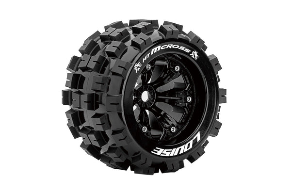 LOUISE MT-MCROSS 1:8 Monster Truck Sport Tyre on Black Wheel 2pcs - LT3276BH