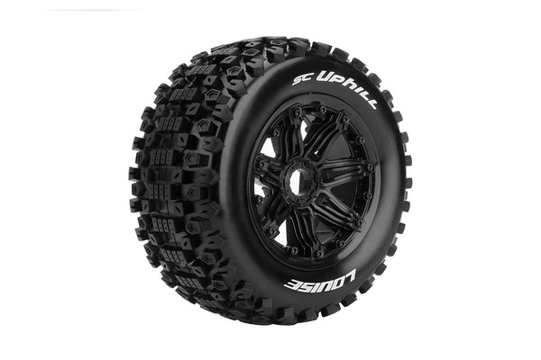 LOUISE SC-UPHILL 1:5 Fr/Rr Short Course Sport Tyre on Black Wheels 2pcs - LT3293B