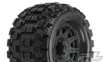 PROLINE BADLANDS MX38 3.8in All Terrain Tyres on Black Raid Wheels w/ Removeable 17mm Hexes 2pcs - PRO1012710