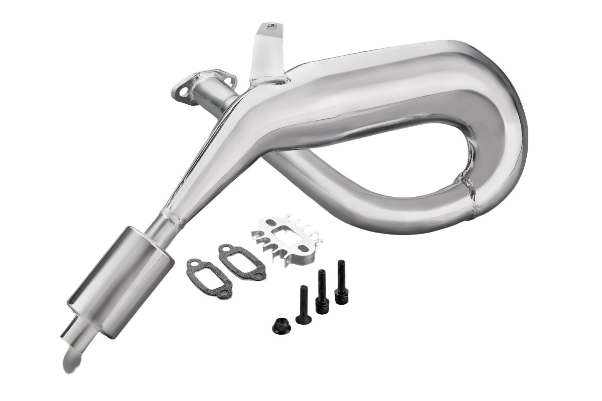 Dominator Rov ROVAN Chrome Dominator D Tuned Exhaust Pipe Set w/ Silencer - ROV ...