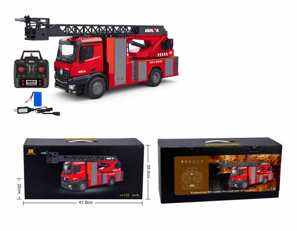 HUINA 1:14 Fire Truck with Ladder with 2.4Ghz Radio, Battery and Charger - SFMHN1561