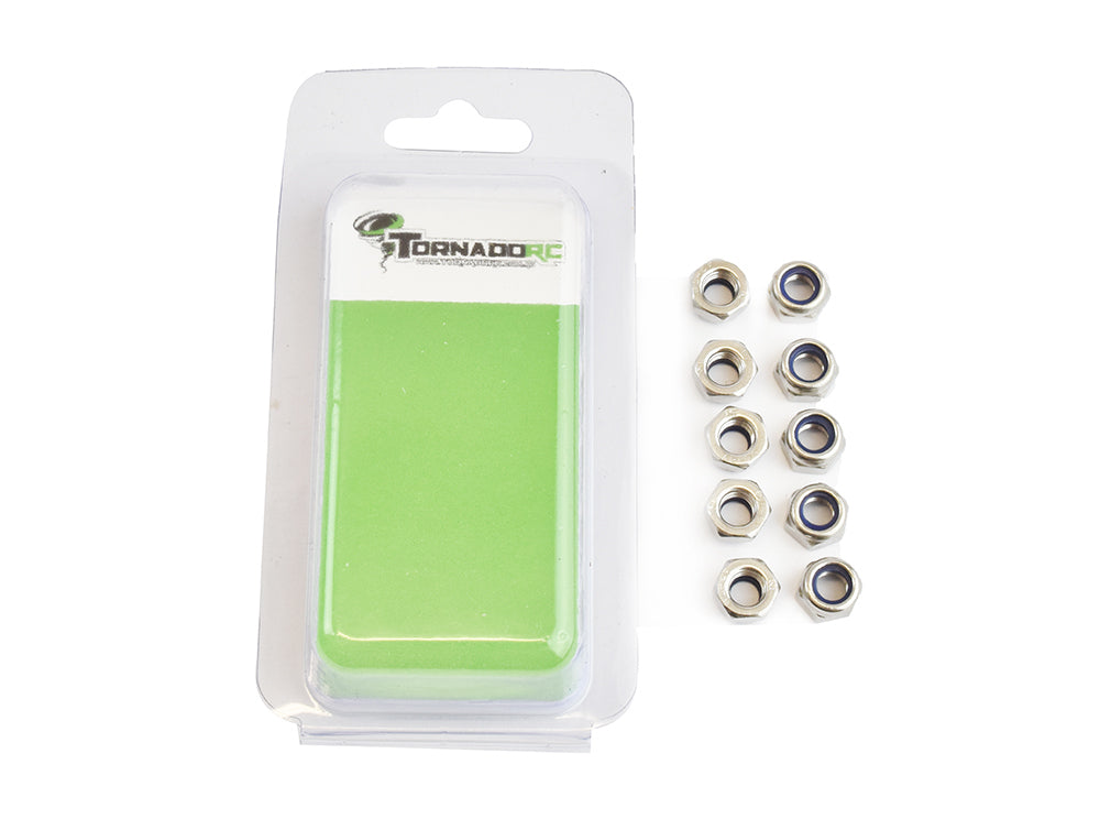 TORNADO 3mm Nyloc Nuts Silver 10pcs - TRC-3MMNYLOCNUT