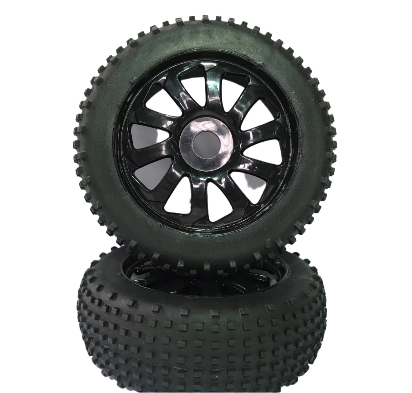 TORNADO 1:8 Buggy All Terrain Tyre on 10-Spoke Black Wheel 2pcs - TRC-T835
