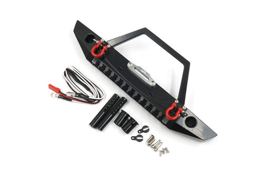YEAH RACING Front Bumper w/ LED Lights Black Aluminium suit TRX-4 / SCX10-II - YEA-TRX4-092